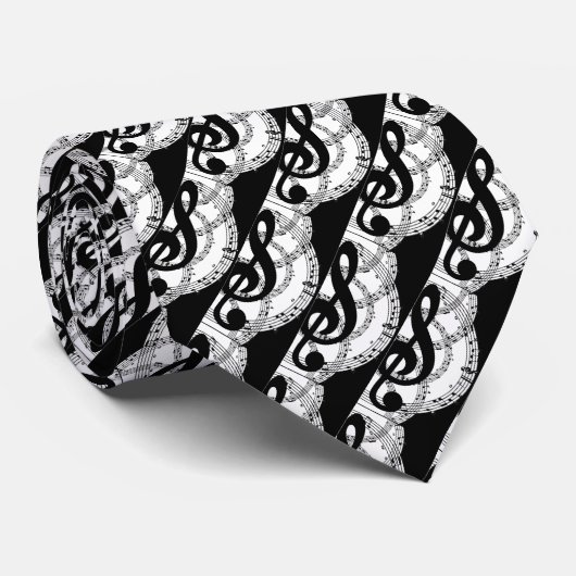 Zwart-wit diagonaal Patroonmuziek 2 Stropdas (Opgerold)