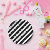 zwart-wit diagonaal strepenpatroon papieren bordje (Feest)