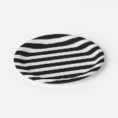 zwart-wit diagonaal strepenpatroon papieren bordje (Gekanteld)