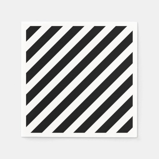 zwart-wit diagonaal strepenpatroon servet (Voorkant)
