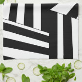 Zwart-wit diagonaal strepenpatroon theedoek (Gevouwen)