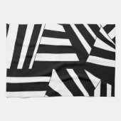 Zwart-wit diagonaal strepenpatroon theedoek (Horizontaal)