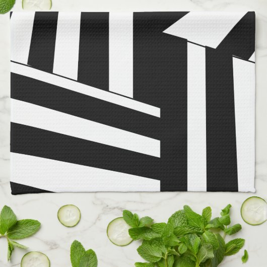 Zwart-wit diagonaal StripesPatroon Theedoek (Gevouwen)