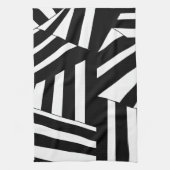 Zwart-wit diagonaal StripesPatroon Theedoek (Verticaal)