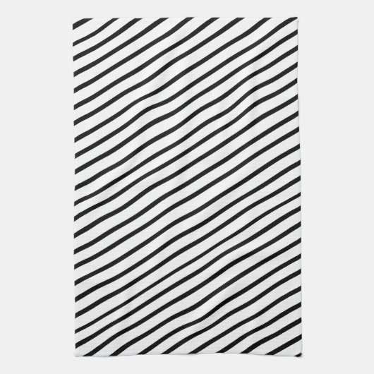 Zwart-wit diagonale streep handdoek (Verticaal)