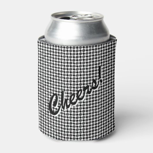 Zwart Wit Diamant Geruit Cheers Blikjeskoeler (Blikje Voorkant)