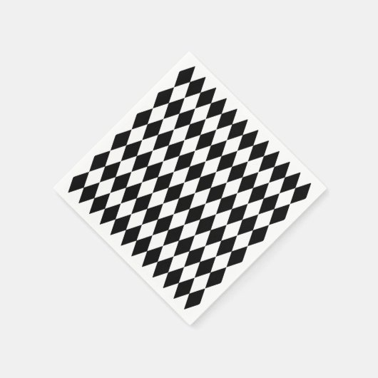 Zwart & Wit Diamant Harlekijn Patroon Servetten (Hoek)