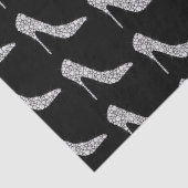 Zwart wit diamant hoge hak schoen bruiloft tissuepapier (Detail)