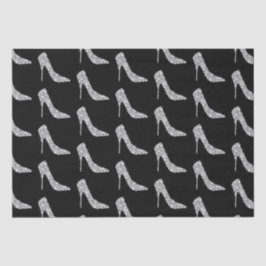 Zwart wit diamant hoge hak schoen bruiloft tissuepapier