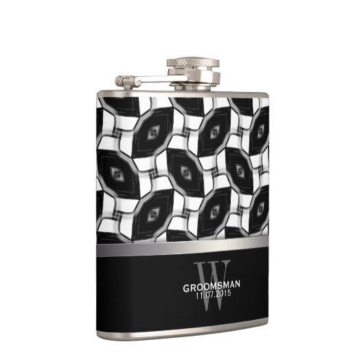 Zwart Wit Diamant Oogpatroon Memento Heup Flask Heupfles (Rechts)