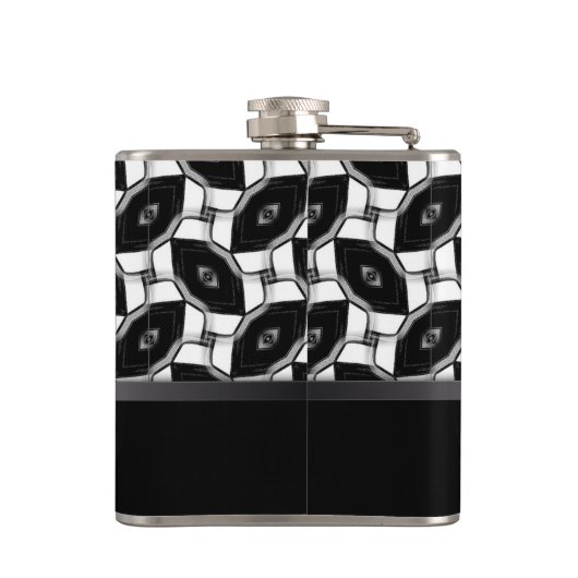 Zwart Wit Diamant Oogpatroon Memento Heup Flask Heupfles (Achterkant)