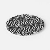 Zwart wit diamant optisch lichtpatroon papieren bordje (Gekanteld)