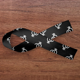 Zwart & Wit Diamant Ring Patroon Bruiloft Satijnen Lint