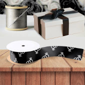 Zwart & Wit Diamant Ring Patroon Bruiloft Satijnen Lint