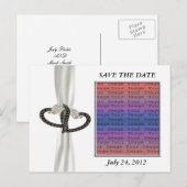 Zwart & Wit Diamanten Hart Save The Date Briefkaar Aankondigingskaart (Voorkant / Achterkant)