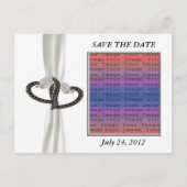 Zwart & Wit Diamanten Hart Save The Date Briefkaar Aankondigingskaart (Voorkant)