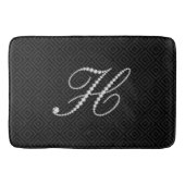 Zwart-wit diamanten Letter H Monogram Badmat (Voorkant)