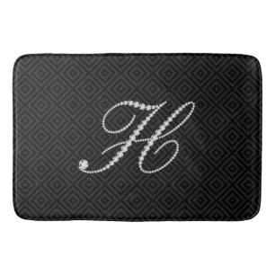 Zwart-wit diamanten Letter H Monogram Badmat