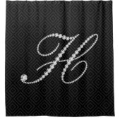 Zwart-wit diamanten Letter H Monogram Douchegordijn (Voorkant)