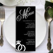 Zwart & Wit Diamanten Ring Bruiloft Receptie Menu