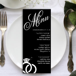 Zwart & Wit Diamanten Ring Bruiloft Receptie Menu