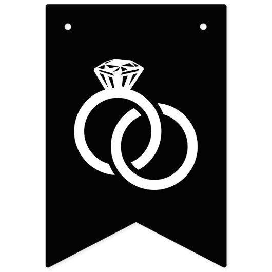 Zwart & wit diamanten ring hart net getrouwd vlaggetjes (Eerste vlag)