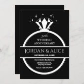 Zwart-wit diamanten trouwdag kaart (Voorkant / Achterkant)