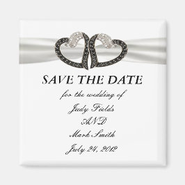 Zwart-wit diamantharten besparen de datum magneet