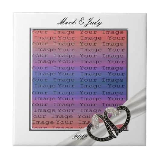 Zwart-wit diamantharten keramische Tegel Tegeltje (Voorkant)