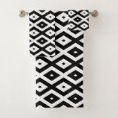 Zwart-wit diamantpatroon bad handdoek (Insitu)
