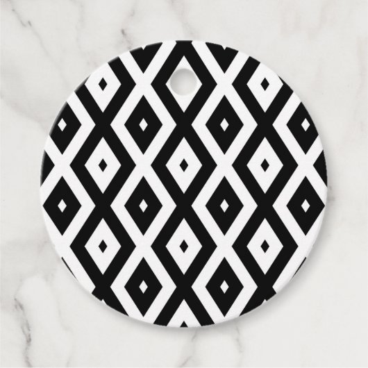 Zwart-wit diamantpatroon bedankjes labels (Voorkant)