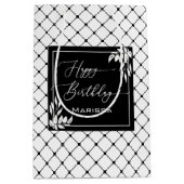 Zwart & Wit Diamantpatroon Botanische Verjaardag Medium Cadeauzakje (Voorkant)