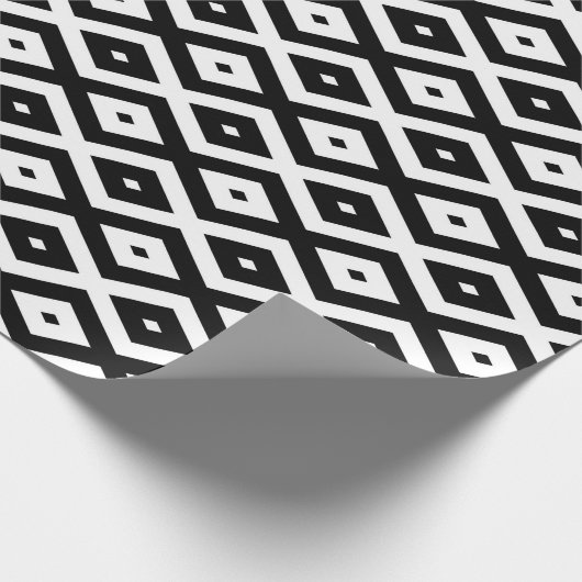 Zwart-wit diamantpatroon cadeaupapier (Hoek)