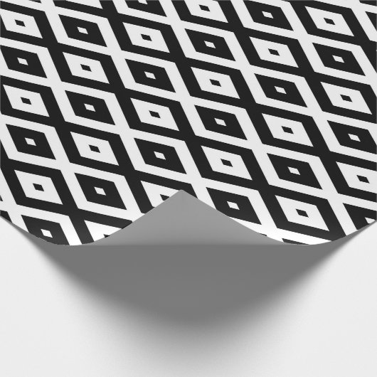 Zwart-wit diamantpatroon cadeaupapier (Hoek)