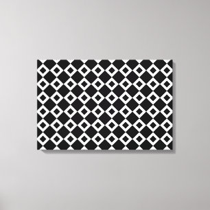 Zwart-wit diamantpatroon canvas afdruk