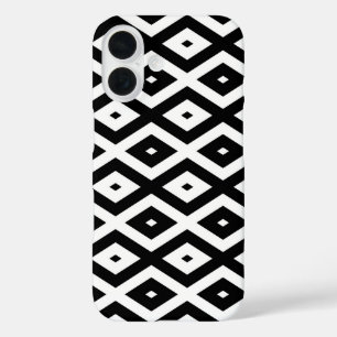 Zwart-wit diamantpatroon iPhone 16 hoesje