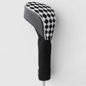 Zwart-wit diamantpatroon golfheadcover (Schuin)