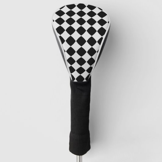 Zwart-wit diamantpatroon golfheadcover (Voorkant)