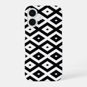 Zwart-wit diamantpatroon iPhone 16 hoesje