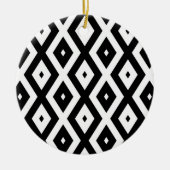 Zwart-wit diamantpatroon keramisch ornament (Voorkant)