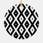 Zwart-wit diamantpatroon keramisch ornament (Achterkant)