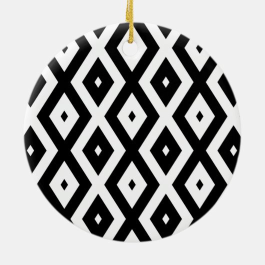 Zwart-wit diamantpatroon keramisch ornament (Achterkant)