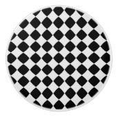 Zwart-wit diamantpatroon keramische knop (Voorkant)