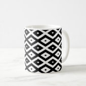 Zwart-wit diamantpatroon koffiemok (Voorkant rechts)