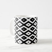 Zwart-wit diamantpatroon koffiemok (Voorkant links)
