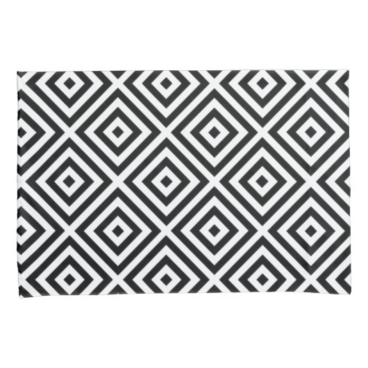 Zwart Wit Diamantpatroon Kussensloop (Voorkant-Rechts)