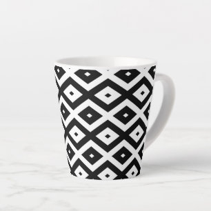 Zwart-wit diamantpatroon latte mok