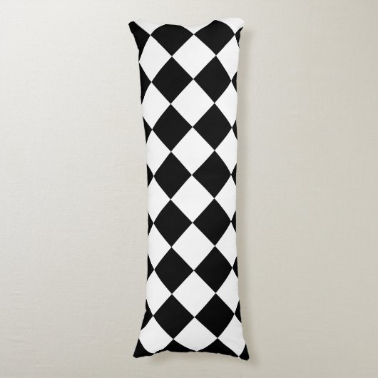 Zwart wit diamantpatroon lichaamskussen (Voorkant Verticaal)