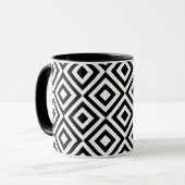 Zwart-wit diamantpatroon mok (Voorkant links)