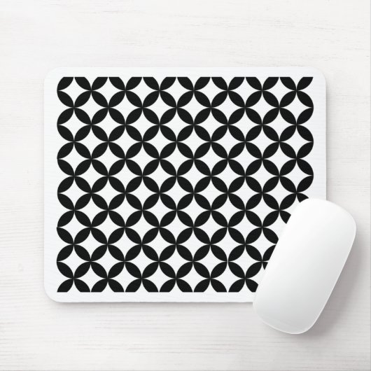 Zwart-wit diamantpatroon muismat (Met muis)